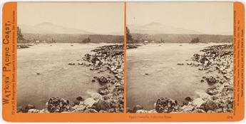 CARLETON E. WATKINS (1829-1916) Group of approximately 65 stereo views with Watkins Union Pacific Railroad, New Series, and Pacific Co